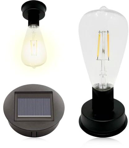Starnearby Lampe Solaire de Remplacement, Lampe Solaire de Rechange avec Ampoule LED, Panneau Solaire Lanterne, Allumage et Extinction Automatiques pour Jardin, Camping, Extérieur (1pc)