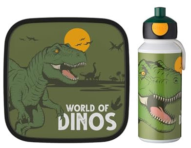 Mepal | Lunch-Set XL Campus | Bentobox groß & Trinkflasche | Spülmaschinenfest | 400 & 1300 ml | Mit Fächern, Gabel & Clip-Verschluss | Perfekt für Snacks & Mahlzeiten | Dino