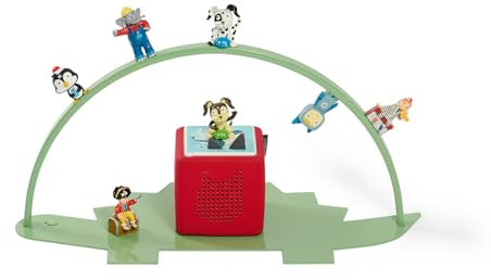 Kawentsmann Regal Dino – Magnetisches Standregal für 70–100 Hörfiguren – kompatibel mit Toniebox & Ladestation – Aus Metall, einfacher Aufbau, Kinderzimmer (Grün)