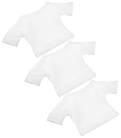 Supvox 3 Stück Puppen T-Shirt für Stoffbären Weiße Kurzarmhemden aus Stoff Wiederverwendbar und Austauschbar für Sommer und Selbstgemacht Spiel