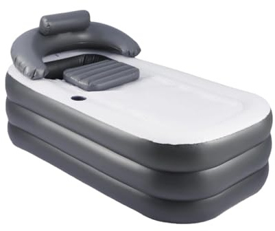 XLWLLNJ Aufblasbare Badewanne, Faltbare Badewanne mit Rückenstützkissen | Tragbare Getränkehalter | PVC Material-für Erwachsene Kinder | für Innen & Außen | Schwarz
