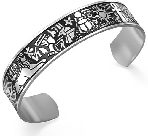 VASSAGO Antikes ägyptisches Armband Ankh Kreuz Horusauge Armreif Sonne Ägypten Mythologie Anubis Pharao Skarabäus Symbol Armbänder Schutzamulett Schmuck für Männer und Frauen