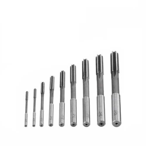 NEIQIUWING Stück 2-10 mm Reibahle mit geradem Schaft, HSS H7, Maschinen-Schnellstahl, Parallelnut