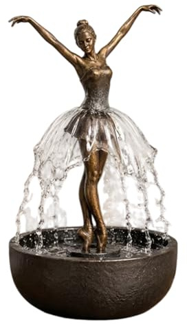 Solar Ballet Dancer Fountain, Tabletop Waterfall with Silent Pump, Resin Sculpture for Living Room Desk, Humidifier Decor Gifts A