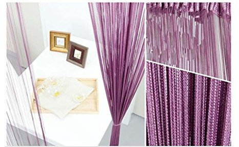 HONG Tassel Fadenvorhang 300 x 300 cm 1 Stück Fadengardine Fadenvorhang Fadenstore Top Qualität einfach aufhängen,Lila