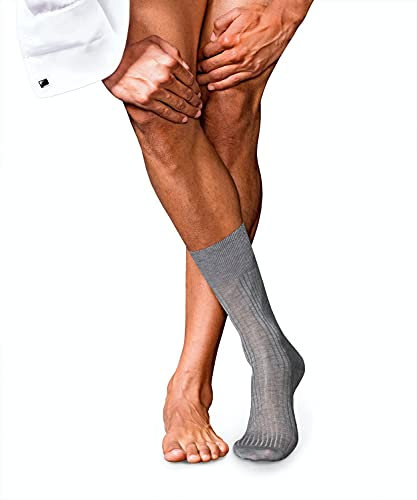 FALKE Herren Socken No. 10 M So Pure Fil d´Écosse Baumwolle einfarbig 1 Paar, Grau Light Grey Melange 3390, 41-42