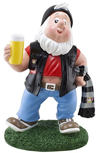 Bayer Leverkusen Gartenzwerg Fan aus Polyresin, ca. 16x27x12cm