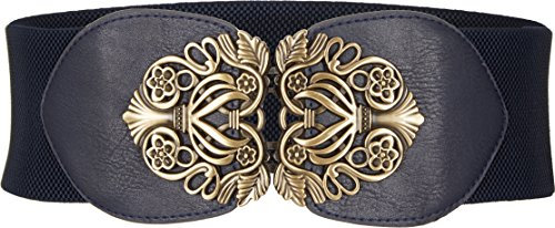 BlackButterfly 3 Zoll Breit Korsett Elastische Vintage Taillengürtel (Nachtblau, S)