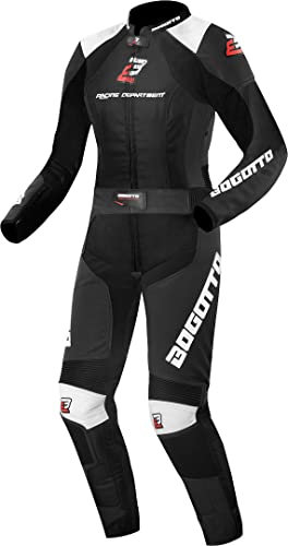 Bogotto Losail 2-Teiler Damen Motorrad Lederkombi, schwarz/weiß, 40