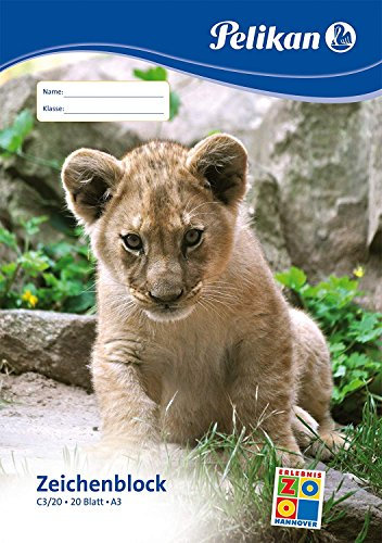 Pelikan 224840 Zeichenblock DIN A3 mit Tiermotiven (sortiert - keine Motivwahl möglich), 100 g/m², 20 Blatt (2er Pack)