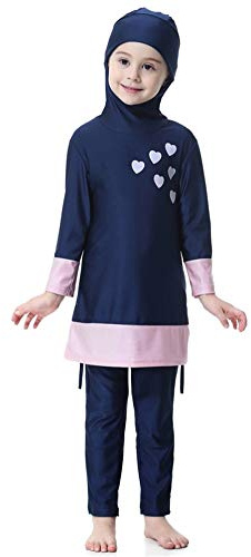 TianMai Musulmanes Trajes de Baño para Niñas Hijab Islámico Swimsuits Lange Ärmel Burkini Muslim Swimwear