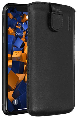 mumbi Echt Ledertasche kompatibel mit iPhone XR Hülle Leder Tasche Case Wallet, schwarz
