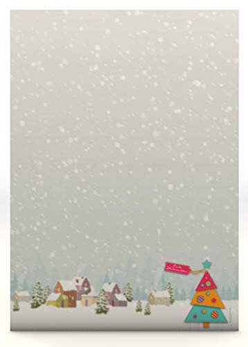 Weihnachtsbriefpapier Buntes Tannenbäumchen, 20 Blatt DIN A4