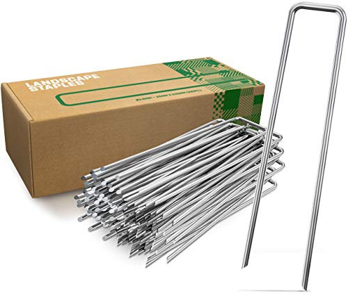 GardenGloss Grapas de Sujeción de Acero Galvanizado para Suelos Extremadamente Duros (250 Piezas) - 200 MM de Largo, 25 MM de Ancho, Ø 3.8 MM