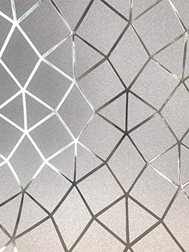 Geometric Trellis Silver Metallic Foil Wallpaper Shimmer Platinum from YöL