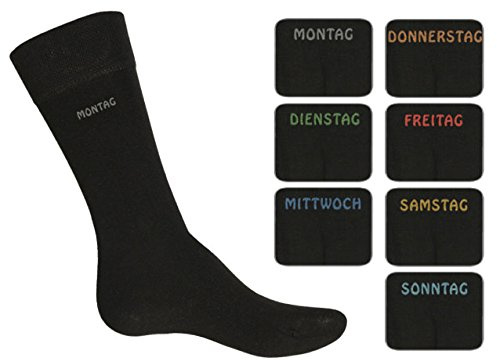 Cocain underwear 7 | 14 | 21 Paar Damen & Herren Socken Marke schwarz mit einem Wochentag am Schaft Grössen 35-38, 39-42, 43-46 oder 47/50