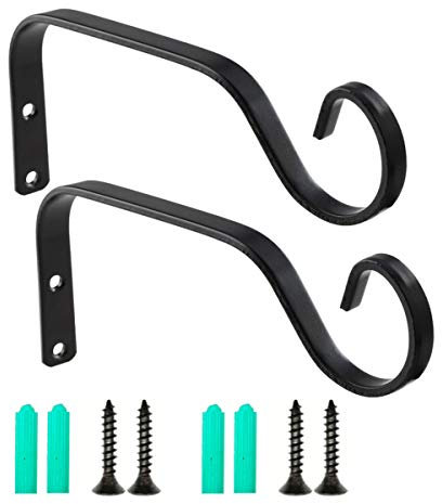 HH-LIFE Soportes negros para colgar en la pared, para macetas, comederos de pájaros, linternas, campanillas de viento, 2 piezas de 7 pulgadas