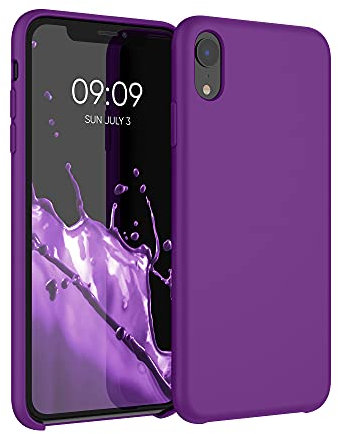 kwmobile Cover per Apple iPhone XR Custodia - Back Case per Smartphone in Silicone TPU - Protezione Gommata - viola fluorescente