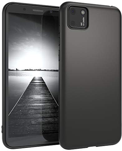 EAZY CASE Handyhülle Silikon mit Kameraschutz kompatibel mit Huawei Y5P in Schwarz Matt, Ultra dünn, Slimcover, Silikonhülle, Hülle, Softcase, Backcover