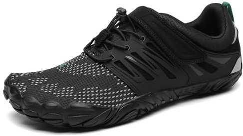 SAGUARO Barfußschuhe Herren Fitnessschuhe Damen Barfussschuhe Schnell Trocknend Traillaufschuhe rutschfest Unisex Aquaschuhe Atmungsaktiv Leicht Sommer Outdoor Wasserschuhe Schwarz 48 EU