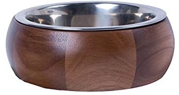 Dehner Lieblinge Hunde-Napf, 18.7 cm, Höhe 7.6 cm, Holz/Edelstahl, braun