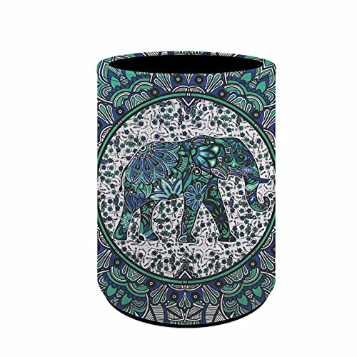 NETILGEN Boho Elephant Pattern Pen Pots Pencil Case Makeup Brush Holder Creative Multifunction Pen Holders for Desk Table Organizer