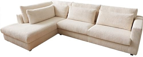 DELIFE Eckcouch Isla Cord Beige 330x225 cm Ottomane Links