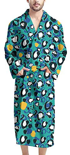 Showudesigns Accappatoio da uomo a maniche lunghe con tasche, Leopard, L