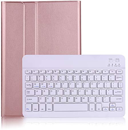Chstls Clavier Coque pour Huawei Honor Play Pad 5 / MediaPad T5 10 (10.1), PU Souple Housse de Protection avec Magnétiquement Détachable Clavier Bluetooth sans Fil - Or Rose