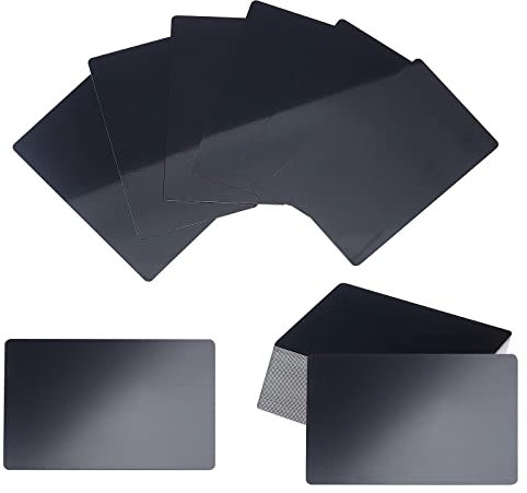 NBEADS 50 Tarjetas de Visita de Metal, 8.6x5.4cm Tarjetas de identificación en Blanco de Aluminio Negro grabadas con láser para Clientes de Oficina, Tarjetas de Regalo DIY