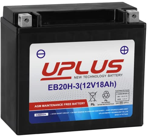 Motorcycle Battery YTX20HL-BS, UPLUS EB20H-3 Snowmobile UTV ATV YTX20L-BS YUAM320BS Maintenance Free Sealed AGM Powersports Compatible with Yamaha Honda Suzuki Harley-Davidson Kawasaki Jet Ski