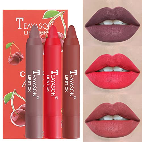 Lip Kit Matt Samtlippenglasur, 3 PCS Wasserdicht Matte Nude Lipstick Schönheit Lippe Gloss, Antihaft-Tasse Sexy Colors Lipsticks(03)
