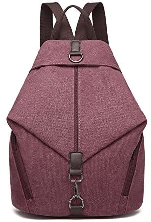 Kono Rucksack Canvas Daypack Damen Rucksäcke Vintage Umhängetasche Groß Schulterrucksäcke Reisetasche für Reise Outdoor Schule Rot