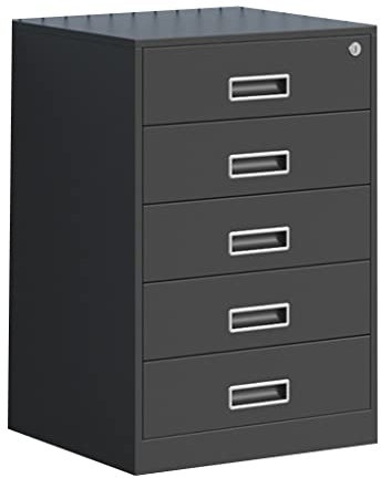 FIFOR Registerschrank Mit 5 Schubladen Aktenschrank Mit Schloss Und Schubladen Bürocontainer, Abschließbar, Für Bürodokumente, Vormontiert, (Color : Stlye4, Size : 39 * 44 * 65cm)