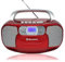 Roadstar RCR-4635UMP/RD Tragbares CD-Radio Kassette, Digitales PLL FM-Radio, Boombox CD-MP3-Player, USB, AUX-IN, Kopfhörerausgang, Rot