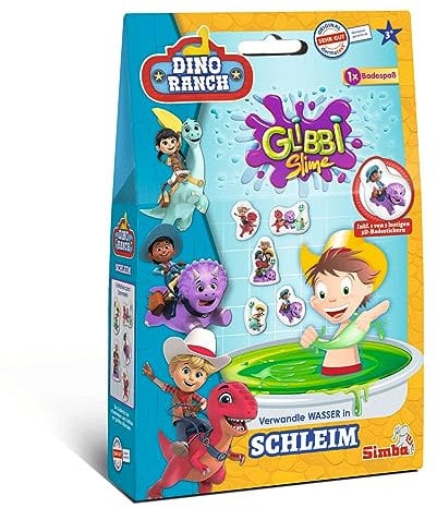 Simba Glibbi Dino Ranch, Pulver verwandelt Wasser in grünen Schleim, danach einfach auflösen und ablassen, Badesticker, 150g, ab 3 Jahre