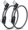 Osecet iPhone Charger 1ft 90 Degree 2 Pack MFi Certified Elbow Short Lightning Cable Right Angle Fast Charging Cord for iPhone 14 13 12 11 Pro X XS XR 8 Plus 7 6 5 (Black Grey,1 Foot)