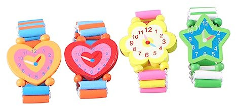 Toyvian 5st Weihnachtsarmband Spielzeug Holzarmband Spielzeug Kleine Spielzeuge Für Goodie-bags Spielzeug Mit Elastischem Armband Uhrenmodell Aus Holz Gummiband Bambus Karikatur Kind