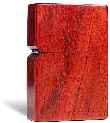 MEIDAI Natürliches rotes Sandelholz Palisander Schnitzfeuerzeug, austauschbar für Zippo (nur Hülle), kompatible Einsatzgröße 3,6 cm x 1,2 cm x 5 cm, Feuerzeuggehäuse (ohne geschnitzte Holzscheite)