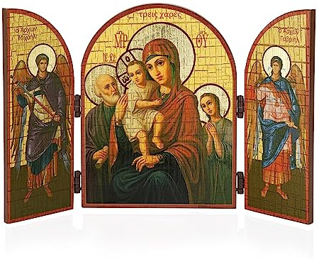 NKlaus Triptychon christliche Ikone Holz, 25x16cm Gottesmutter, 1 Stück