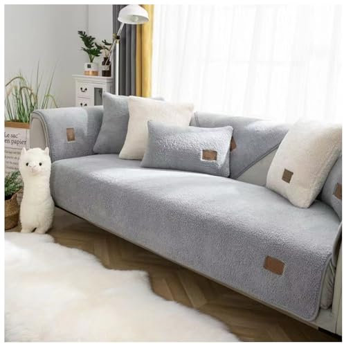 WIWIDANG Teli Copritutto, Copridivano spesso e peloso, in pile Sherpa, antiscivolo, invernale, spesso, in pile Sherpa, per mobili e divani (70 x 150 cm, grigio)