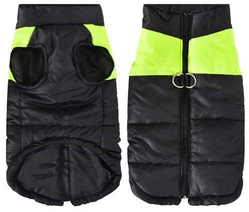 Hundejacke Hundemantel, Vinterjacke Hund Mittelgroß, Winter Jacke für Hunde, Hundemantel mit Bauchschutz, Haustier Kleidung Hund, Winddicht Wasserdicht, mit D-Ring, Grün (XL)