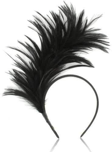 Schwarze Federn Stirnband,20er Jahre Haarschmuck Damen Feder Haarschmuck,Feder Haarreif Cosplay Kostüm Accessoires Karneval Party Kopfschmuck für Ostertag Hochzeit Party (Schwarz)