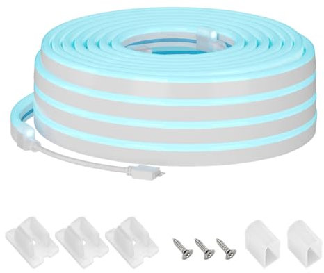 SEZO 3M Neon LED Streifen RGB neon LED Strip IP67 Wasserdichte 108LEDs/m DC24V 8mm DIY Flexibel Hohe Helligkeit Neon LED Lichtband für Außen und Innen Aussenbereich Heim Thema Dekoration
