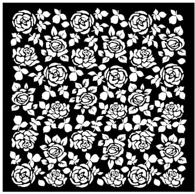 Stamperia KSTDQ96 18 x 18 cm dicke Schablone mit kostbaren Rosen Muster, weiß, Einheitsgröße