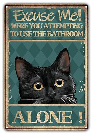 KONFEN Katze Metall Zinn Schild, Katze und Bad Retro Plaqu Poster Wall Art Print Dekoration 8 * 12 Zoll für Home Bar Badezimmer Tür Coffee Shop