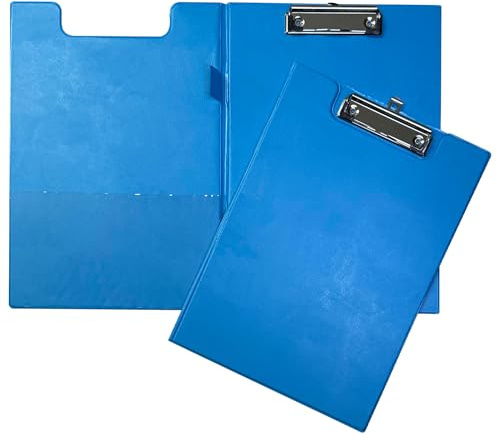 Janrax Light Blue Foldover Clipboard – A4 Folding Clipboard with Front Cover, Inside Pocket & Hanging Hook