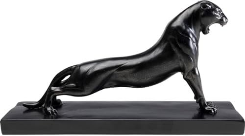 Kare Design Deko Figur Pantera, Schwarz, Deko Objekt, Panter Motiv, teilweise Handarbeit, 19x35x10 cm (H/B/T)