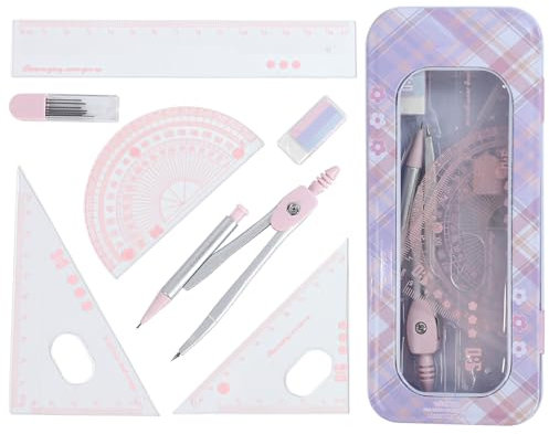 MHwan Zirkel Set, Ein Komplettes Lernset, Ausgestattet Mit Einer Robusten und Exquisiten Stoßfesten Außenbox, Geometrie Set für Die Sekundarschule, Ein Praktisches Set, das Von Kindern Geliebt Wird