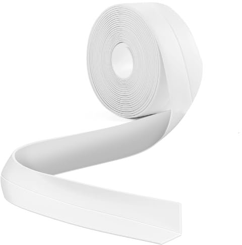 LOMUG Sockelleiste Selbstklebend, Weichsockelleiste Selbstklebend Weiß, Selbstklebende Abschlussleiste aus PVC, Flexible Knickleiste, für Küche Badezimmer Wand (12M Weiß)